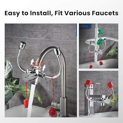 Emergency Eye Wash Station  Faucet Mounted Eyewash Unit for Sink Attachment, First Aid Eye Flush Solution for Lab, Factory, Office, or Home  Includes 4 Adapters