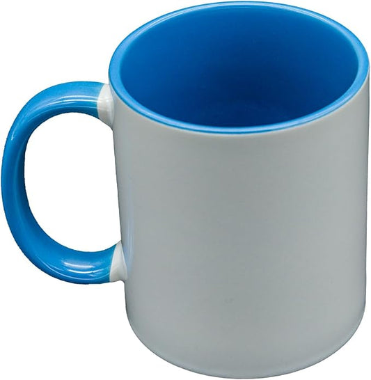 Sublimation Mugs 11 Oz, Light Blue Inner  Handle - Premium Coffee Cups for Heat Press Projects - Versatile Coffee Mug Design Ideal for Personalized Creations, 1 Piece Set