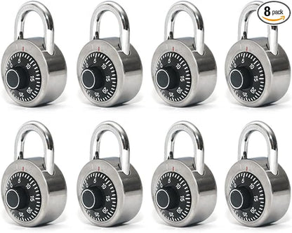 ZonRo Locker Locks 3 Digit Code Standard Dial Combination Padlock 2 inch Wide Pack of 8, Small Travel Luggage for Case Lock Keyless Shackle Lock for Backpack Gym School Locker