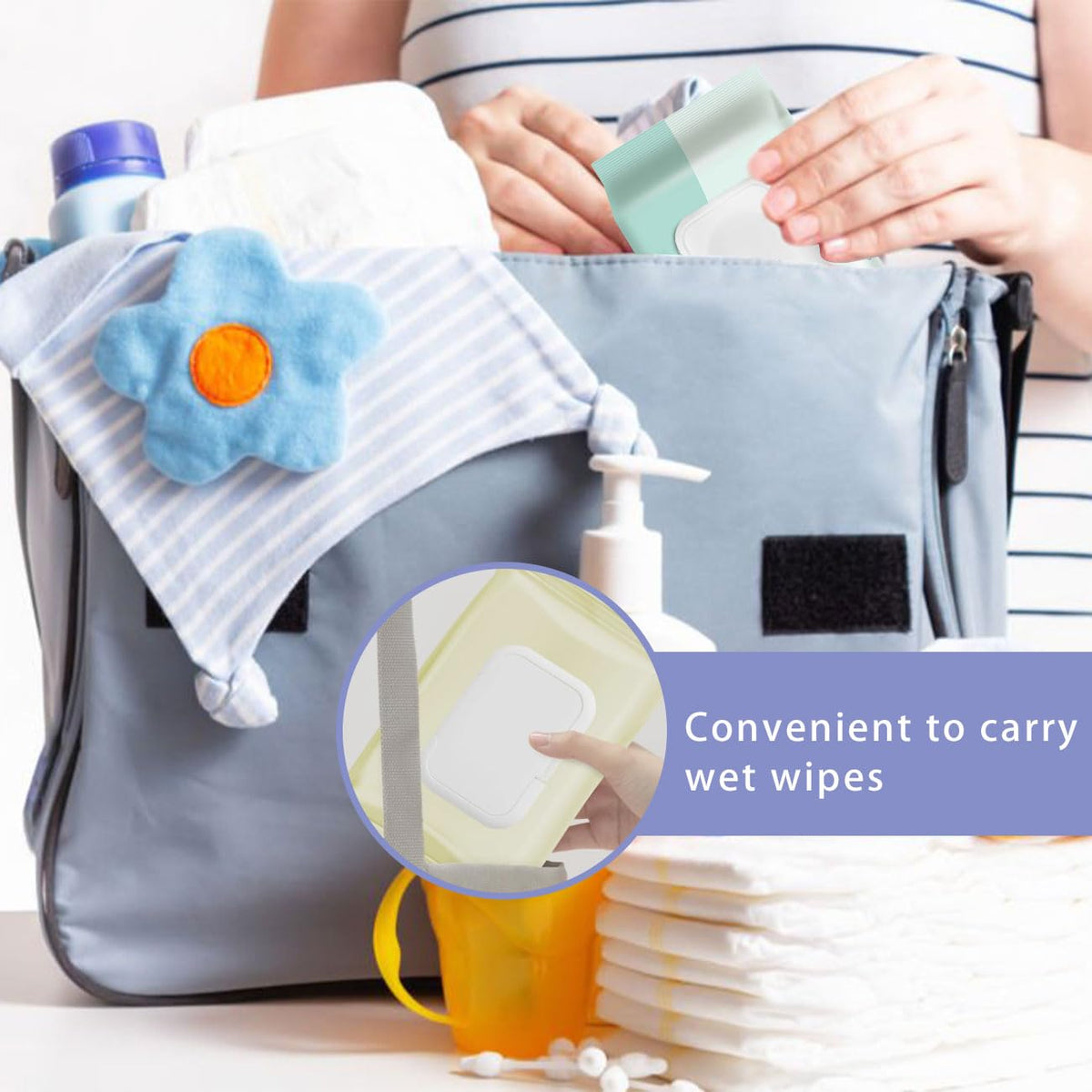 Baby Wet Towel Cover et Towel Cover Flip Cover for Cover Portable Wet Towel Holder Container (White, 6 Pcs)