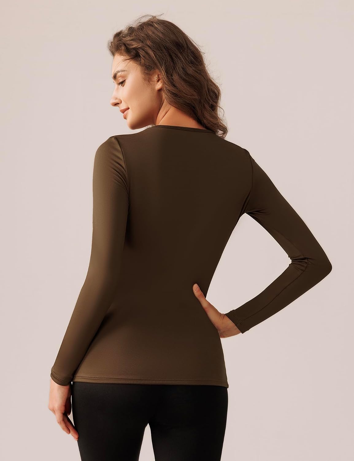 Bonneuitbebe Women's 2 Pack Long Sleeve Thermal Shirts Soft Crewneck Undershirt Tops Lightweight Base Layer Cold Weather