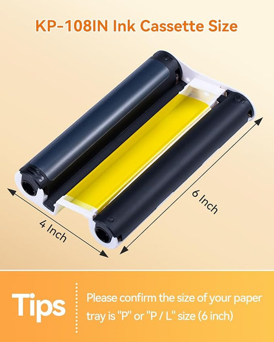 Selphy CP1300 CP1500 KP-108IN Color Ink Cassette Compatible with Canon Selphy CP1200 CP1000 CP910 CP900 CP760 CP740 CP Wireless Compact Photo Printer 4 x 6 inch (KP108 Ink only, No Paper), 2-Pack