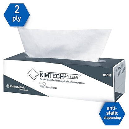 Kimtech 05517 Precision Wipers, POP-UP Box, 2-Ply, 14.7 x 16.6, White, 90 per Box (Case of 15)