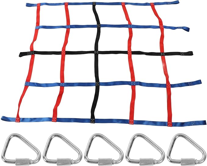 3-color climbing net for children, 661 pounds, 6.1 x 4.8 feet load, outdoor polyester climbing cargo net