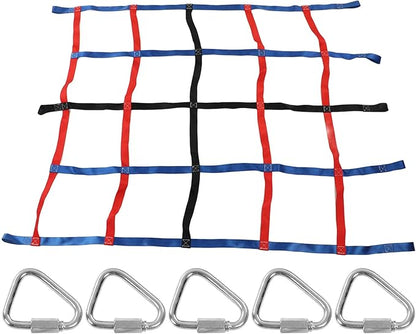 3-color climbing net for children, 661 pounds, 6.1 x 4.8 feet load, outdoor polyester climbing cargo net