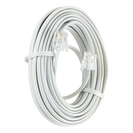 Power Gear Telephone Line Cord, 25 Feet, Phone Cord, Modular Jack Ends, Works for Phone, Modem or Fax Machine, for Use in Home or Office, White, 76119