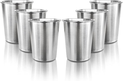 6 Pack 8 oz Stainless Steel Kids Cups, Children's Pint Cups, Stackable Metal Cups, Shatterproof Drinking Glasses