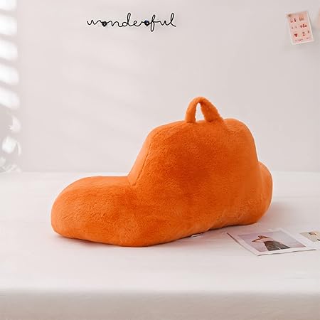 Aimuan Reading Pillow Bed Rest Wedge Large Adult Backrest Pillow with Arms Back Support for Sitting Up in Bed Cushion Incline Rest Sleeping Snoring Pillow, Orange