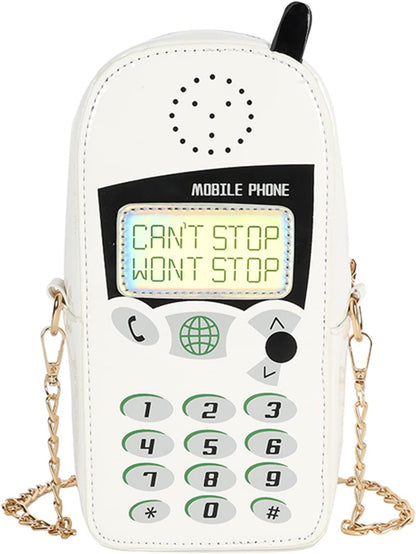 KUANG! Women Cute Digital Mobile Phone Shaped Shoulder Bag Funny Crossbody Bag Pu Messenger Chain Purse for Girls