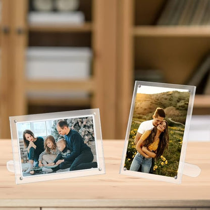 ECOSEAO 4x6 Minimalist Picture Frame Acrylic Glass Photo Frame with Magnetic Desktop Display Horizontally or Vertically