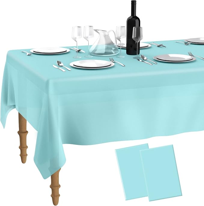 Disposable Teal Table Cloth - Rectangle Table Cover, Plastic, Perfect for Parties, Weddings - 6 Foot