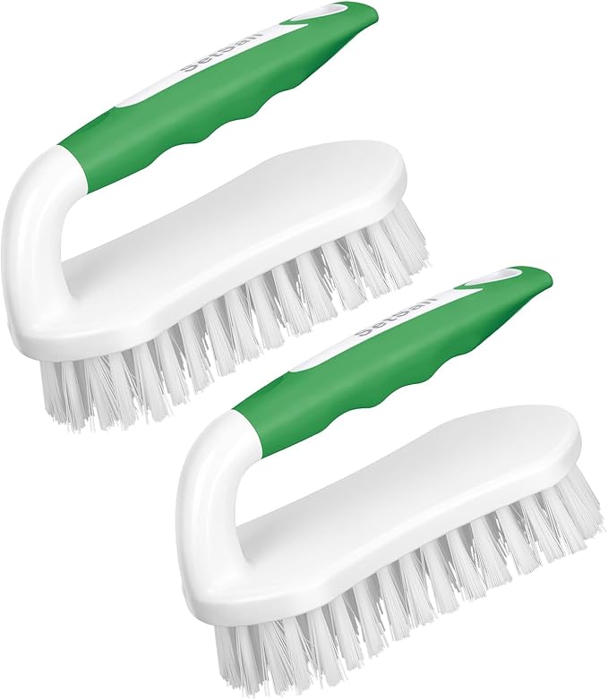 SetSail Scrub Brush, Heavy-Duty Scrub Brushes for Cleaning with Stiff Bristles Cleaning Brush for Shower, Bathroom, Carpet, Kitchen and Bathtub Scrubber - 2 Pack Green