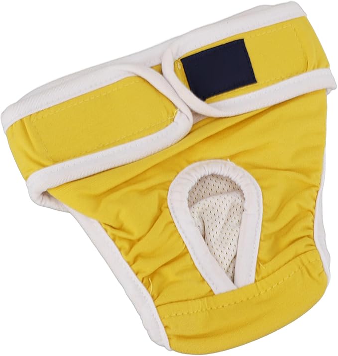 Dog Sanitary Pants, Yellow Cotton Female Dog Breathable Sanitary Pants (Yellow L)