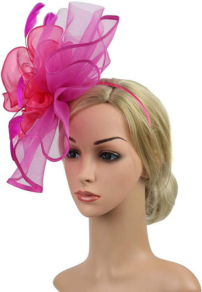 Bridal Fascinators Headband Tea Party Hat Fascinator Feather Mesh Net Veil Party Hats Flower with Clip and Hairband