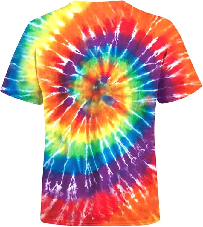 TieDye Shirts for Men Women, Short Sleeve Mens Tie Dye Shirts, Mens Women Rainbow Tie Dye T Shirts,Size:S-5XL