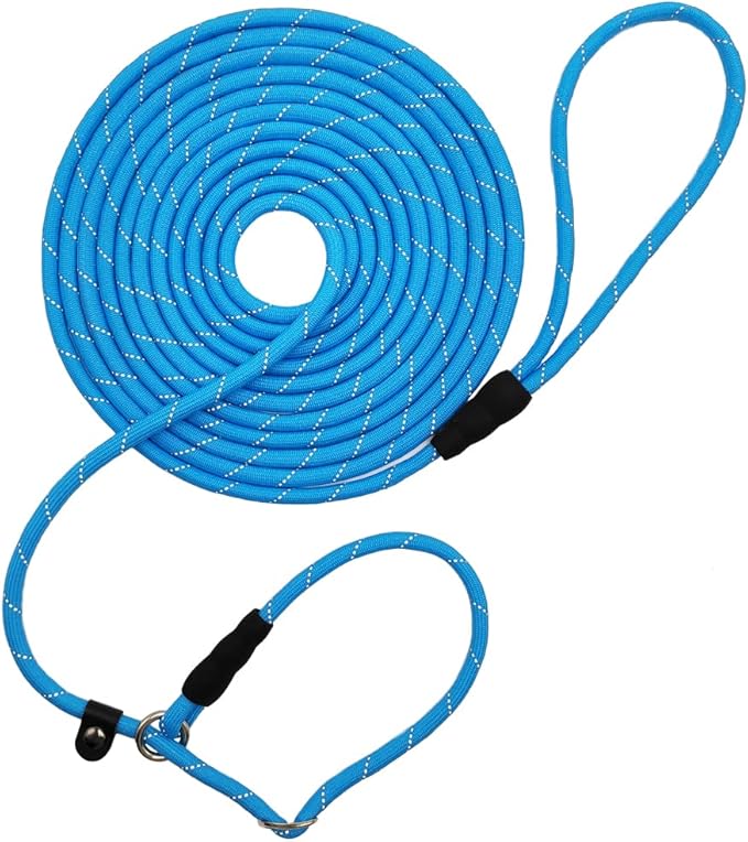 BTINESFUL 10FT / 15FT / 20FT Anti-Choke Slip Lead Dog Leash, Reflective 1/3� Rope Leash Long Training Lead for Small Medium Dogs Blue