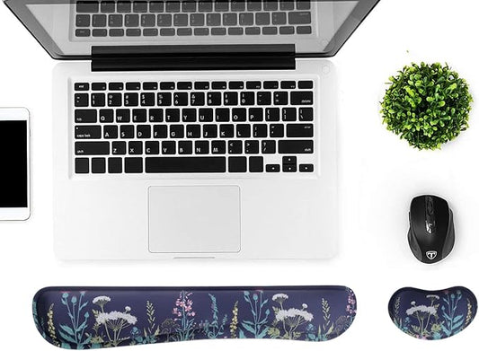 Keyboard Wrist Rest Pad,Memory Foam Keyboard Wrist Support, Ergonomic Palm Rest, Wrist Rest for Computer Keyboard,Laptop,Mac,Office,Gaming,Easy Typing and Pain Relief (Green Plant)