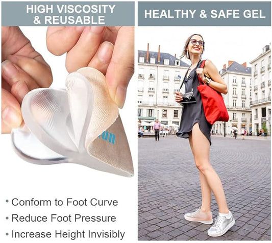Sumifun Heel Lift, 3-Layer Gel Shoe Lifts for Women Uneven Legs, Adjustable Orthopedic Heel Lifts for Heel Pain and Leg Length Discrepancy, Heel Wedge Inserts 18" 28" 38" (Size S, 1 Pair)