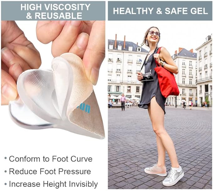 Sumifun Heel Lift, 3-layer gel shoe lifts for women with irregular legs, adjustable orthopedic heel lifts for heel pain and length discrepancy