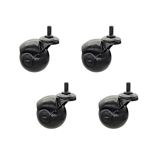 4pcs Caster Wheels, Swivel Plate Ball Casters Set of 4, Antique Furniture Casters Brass, Heavy Duty, Office Chair Caster(Black 1.5'')