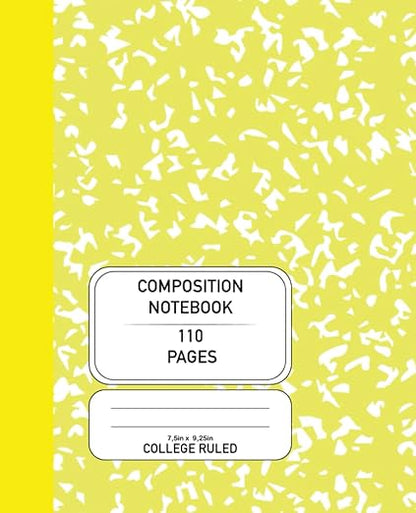 Composition Notebook: Wide Ruled Paper Notebook Journal  Aesthetic Vintage Composition Book Cover in Yellow  Blank Wide Lined Notebook