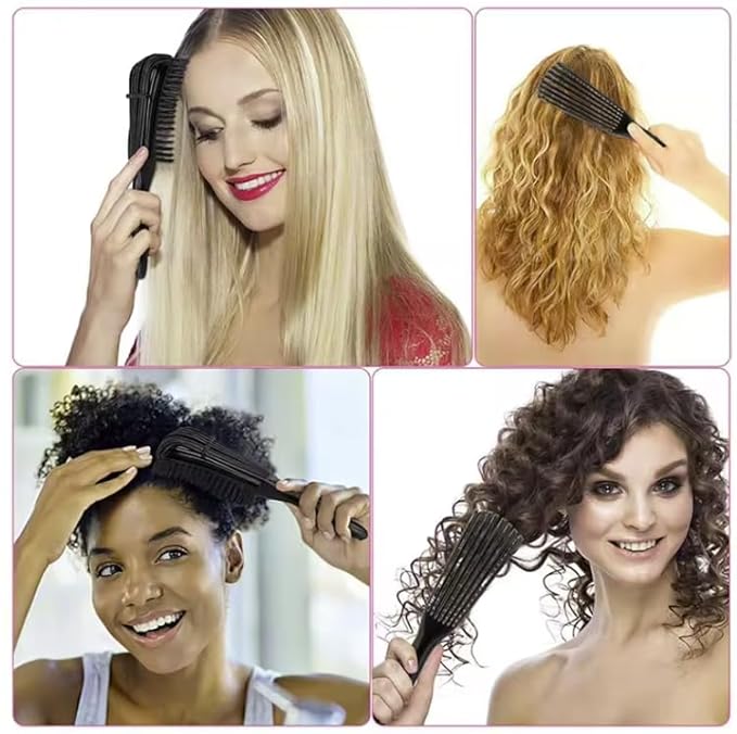 Detangling Hair Brush Adjustable Hair Styling Plastic Curly Hair Brushes (Black)