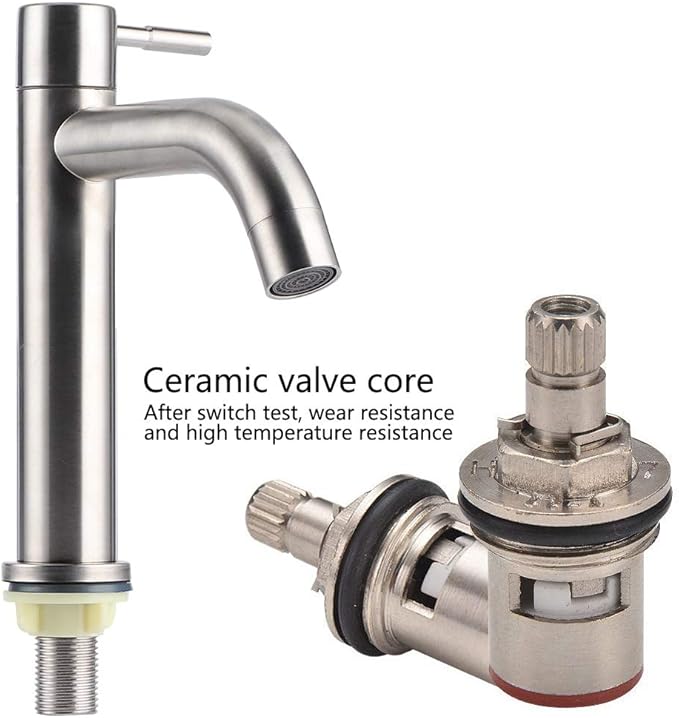 G1/2 Brushed Faucet, Stainless Steel Single Cold Faucet Wash Basin Water Tap Wrench Type Bathroom Faucet for Home Kitchen Bathroom Accessory (Cylinder Single Cold Faucet)