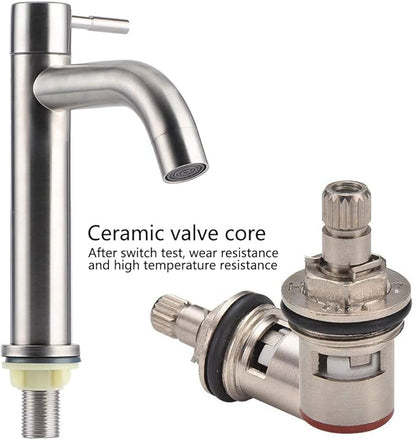 G1/2 Brushed Faucet, Stainless Steel Single Cold Faucet Wash Basin Water Tap Wrench Type Bathroom Faucet for Home Kitchen Bathroom Accessory (Cylinder Single Cold Faucet)