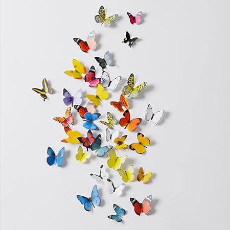 3D Three-Dimensional Butterfly Black and White Simulation Butterfly Wall Sticker Bedroom Decoration Sticker
