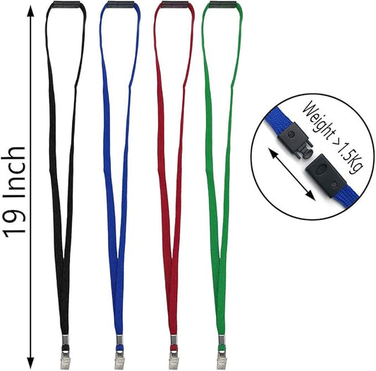 Bird Fiy Lanyards Breakaway Bulk Black Lanyards Neck Flat Safety Badge Lanyard Bulldog Clip (Green, 50 PCS)