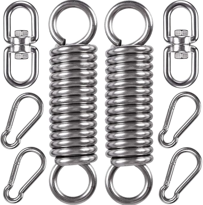 2 Pack Hammock Chair Hanging Kit Swing Spring Hardware, Heavy Duty Suspension Swivel Hanger Hook for Punching Bags, Heavy Bag, Hanging Chair, Swing Seat, Rocking Seat, Porch Swing, Garden