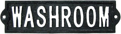 Cast Iron Washroom Bathroom Sign Rustic Gas Station Bar Pub Wall Decor Bath Plaque
