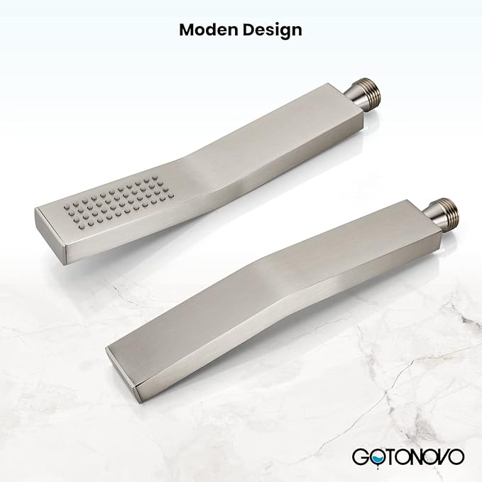 gotonovo Wall Mount High Pressure Brushed Nickel Square Hand Held Shower