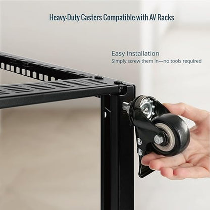 Tecmojo Rack Caster Kit - Add Wheels to Your AV Rack in Minutes - Apply to Tecmojo 12U, 16U, 20U AV Racks