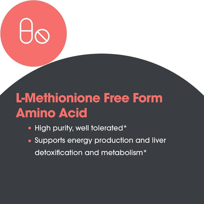 Allergy Research Group ARG L-Methionine Free Form Amino Acid, 100 Capsules | Essential Free Form Amino Acid for Liver Function and Energy Production Support, Hypoallergenic Formula