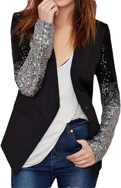 Dvbfufv Women Casual Stand Collar V-Neck Blazers Ladies Plus Size Suit Jacket