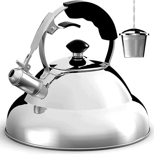 Willow & Everett Whistling Tea Kettle for Stove Top - 3.17 Quart Tea Pots for Stove Top w/Stainless Steel, Mirror Finish
