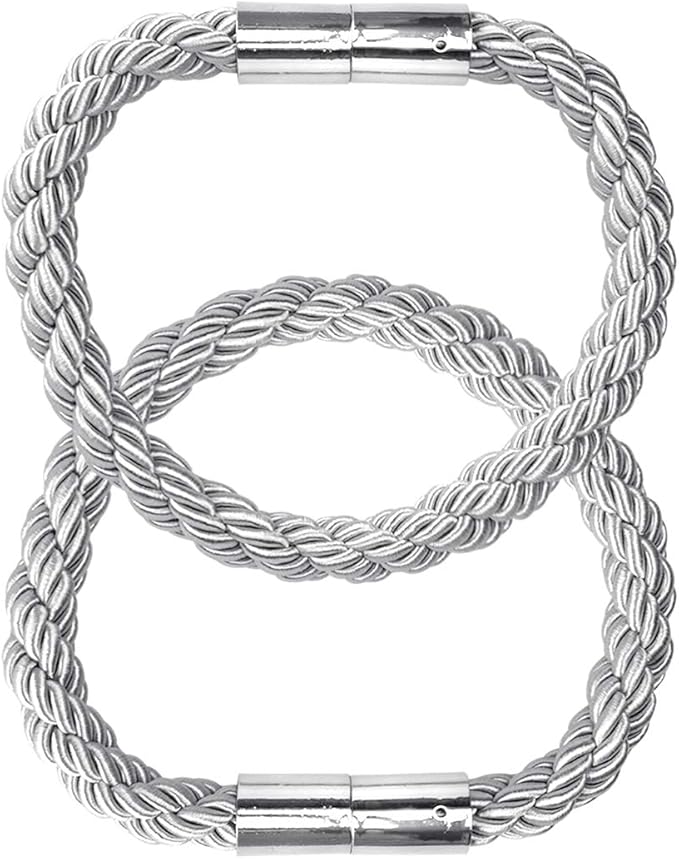 uxcell 2 Pack Magnetic Curtain Tiebacks 21.7 Inch Curtain Holdbacks Window TieBack Clips Decorative Rope Curtain Holdback Holder Gray