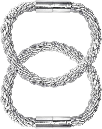 uxcell 2 Pack Magnetic Curtain Tiebacks 21.7 Inch Curtain Holdbacks Window TieBack Clips Decorative Rope Curtain Holdback Holder Gray