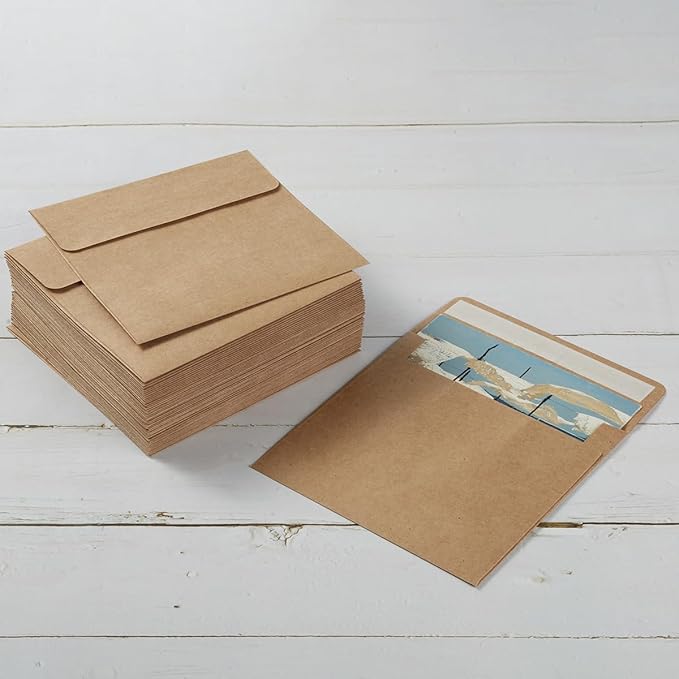 50 Pack Colorful 6 x 6 Envelopes Square Envelopes Self Seal for Wedding, Party Invitations, Greeting Cards, Announcements, Photos, CDDVD Sleeves (Brown)
