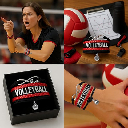 Volleyball Bracelets For Girls- Ideal Volleyball Gifts & Souvenirs. Adjustable Charm Bracelet with Moveable Letters, Infinity Symbol & Silver Volleyball Charm. Fashionable Bracelets by SportyBella.
