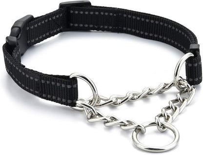 Reflective Martingale Collars for Dogs with Quick Release Buckle, Pet Stainless Steel Chain No Pull Slip Choke Collar for Training
