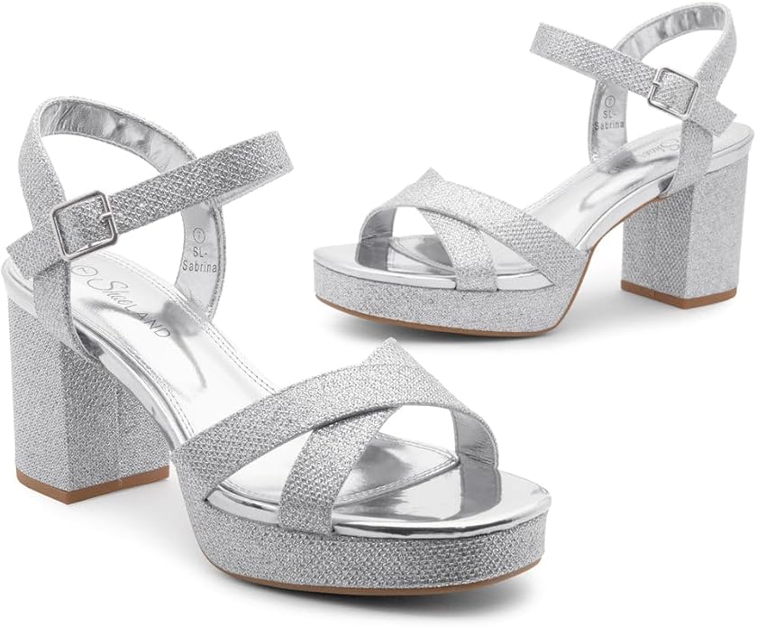 Shoe Land Platform Heels for Women – 3 Inch Chunky Block Heeled Sandals, Square Open Toe, Ankle Strap Dressy Strappy High Heels for Wedding, Party & Evening Events https://a.co/d/08cxhX2e