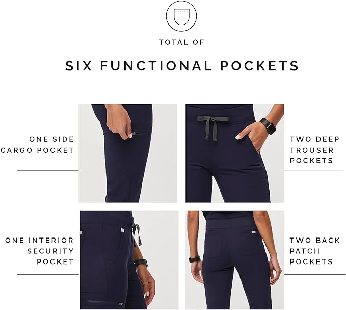 FIGS Zamora Jogger Scrub Pants for Women — Slim Fit, 6 Pockets, Yoga Waistband, Ribbed Ankle Cuffs, Anti-Wrinkle