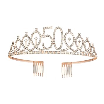 Party Hair Accessories Queen Crown 1pc Birthday Crown Number Crown Rhinestone Crown Alloy Crown(Rose Gold 50 Rose Gold is 60 years old)