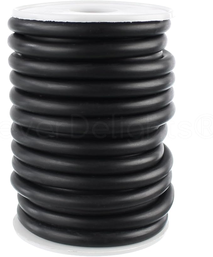CleverDelights Solid Rubber Cord - 14" Diameter - 10 Feet - Buna 70 Durometer - Black - .25" Round