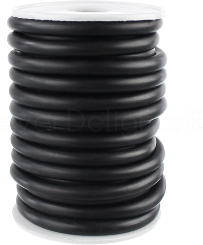 CleverDelights Solid Rubber Cord - 14" Diameter - 10 Feet - Buna 70 Durometer - Black - .25" Round