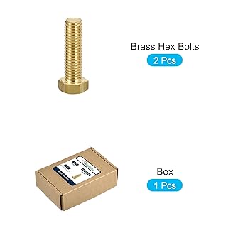 METALLIXITY Hex Head Screw Bolt (12-13x1-34") 2Pcs, Brass Fully Threaded Solid Brass Hex Bolts Machine Screws - for Machinery Repair