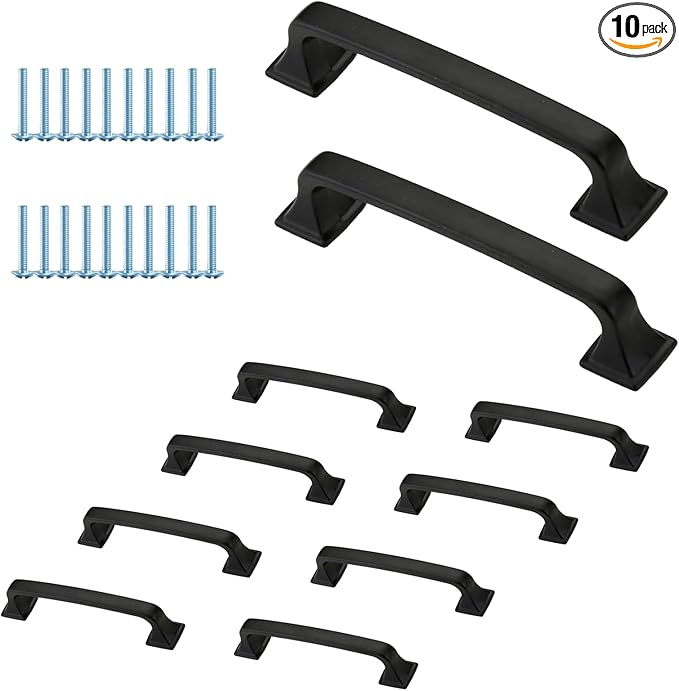 Kitchen Cabinet Handles,10 PCS 5-inch Brushed Bronze Cabinet Pulls, Matte Black Kitchen Hardware for Cabinets Bathroom Cupboard Drawer Handles Dresser Pulls.