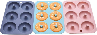 Professional Donut Pan For Baking,6-Cavity Non-Stick Silicone Donut Mold Tray For Microwave And Oven,Dishwasher Safe (Color : A), xiaoyao121